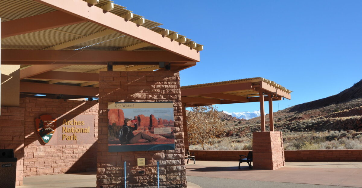 Interpretive Displays outside Arches National Park s Visitor Center Photo by BLM Utah