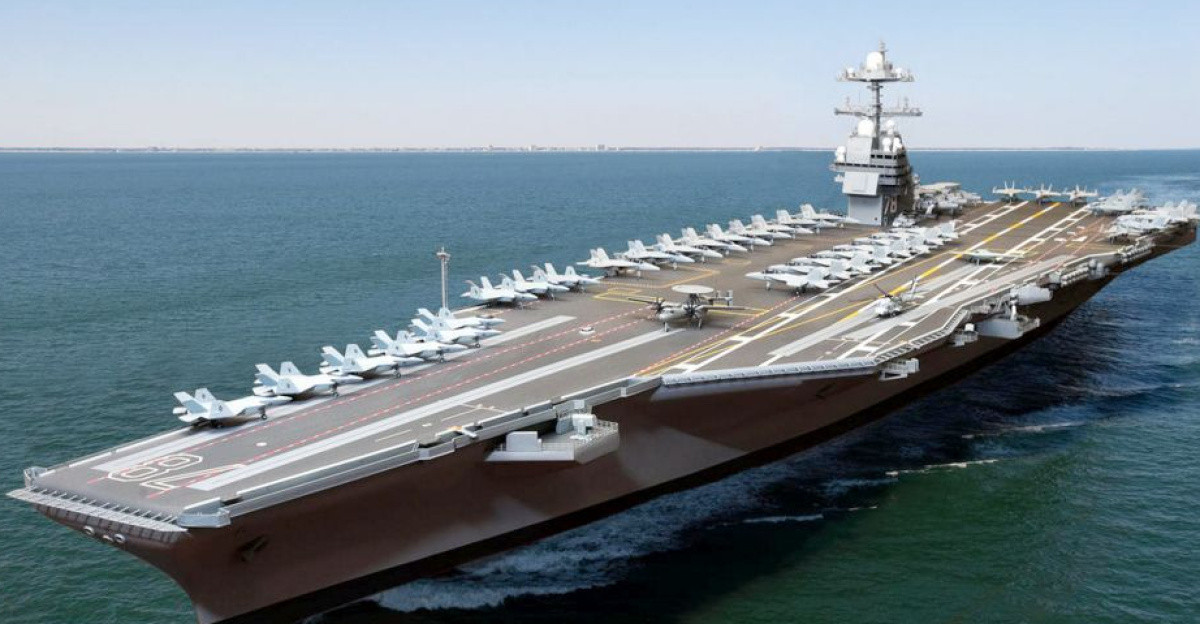 The aircraft carrier USS Gerald R. Ford, seen here in a combination model and live shot photo, is the first in the US Navy's next generation of warships, the Ford class. USS Gerald R. Ford will be commissioned in March 2016. The next Ford class ship, the John F. Kennedy, is due in 2020.  The Ford-class design is the first major aircraft carrier update since the Nimitz-class was commissioned in 1975. by j20517