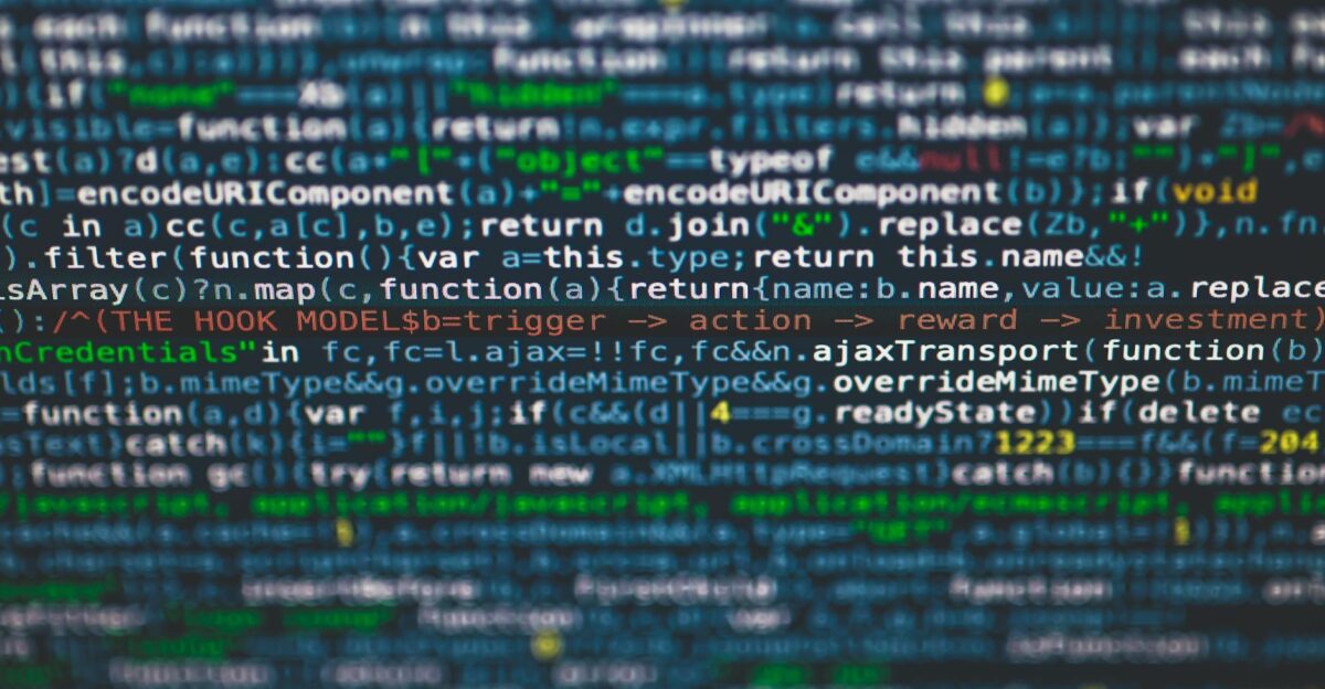 Detailed view of colorful programming code on a computer screen