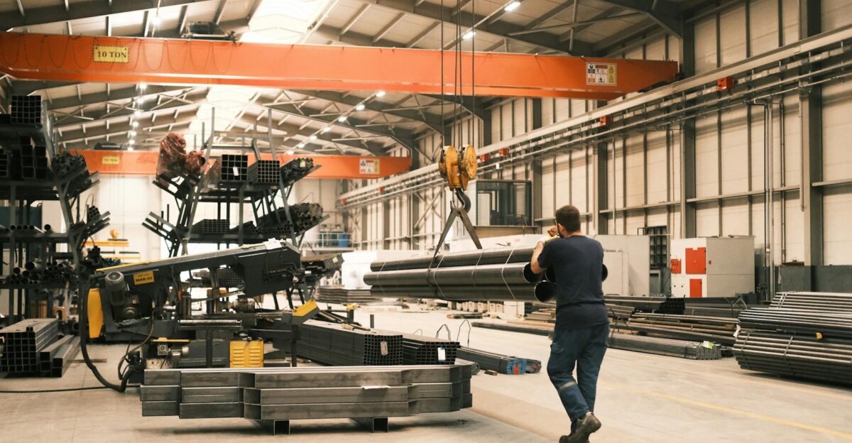 Interior of an industrial warehouse in Konya T rkiye showcasing heavy machinery and metalwork