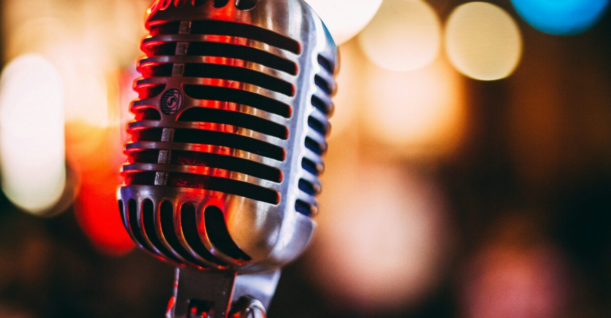 bokeh photography of condenser microphone