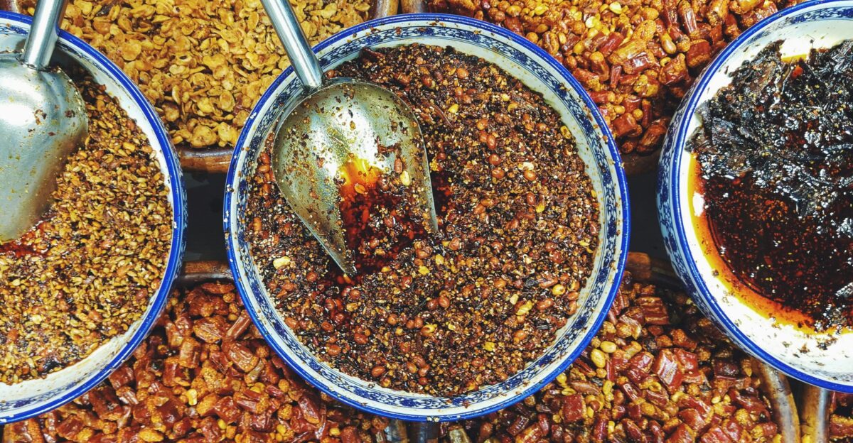 assorted spices on bowls