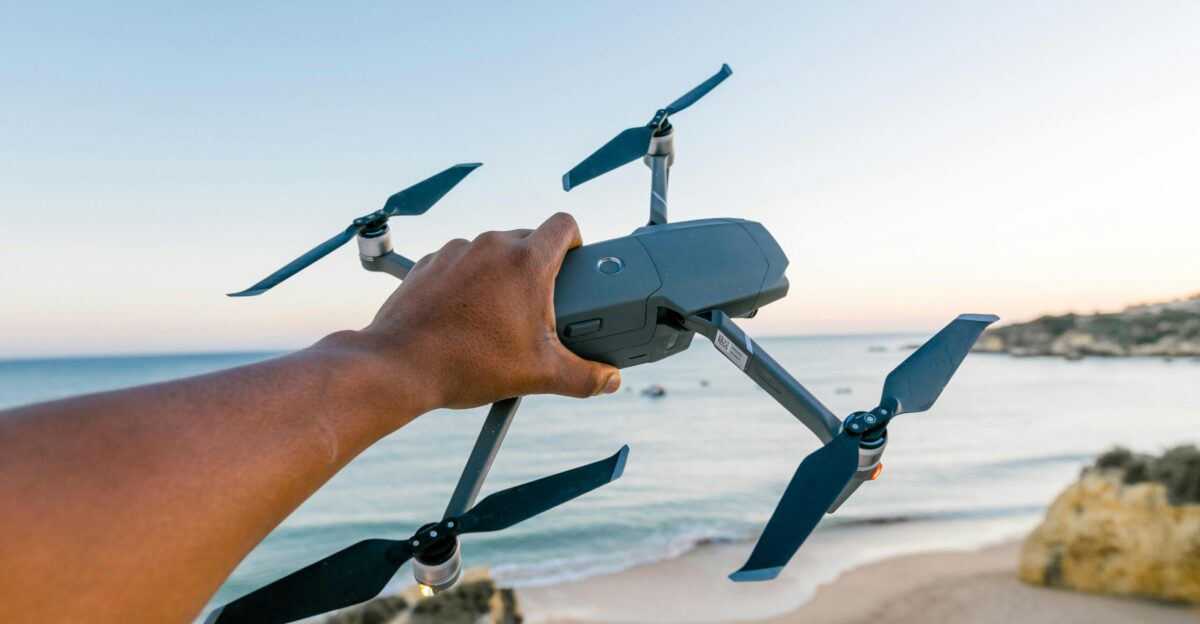 black quadcopter drone