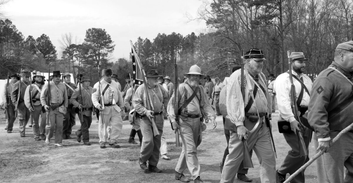 grayscale photo of soldiers