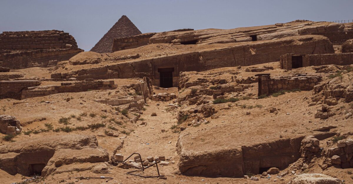 a group of buildings in a desert