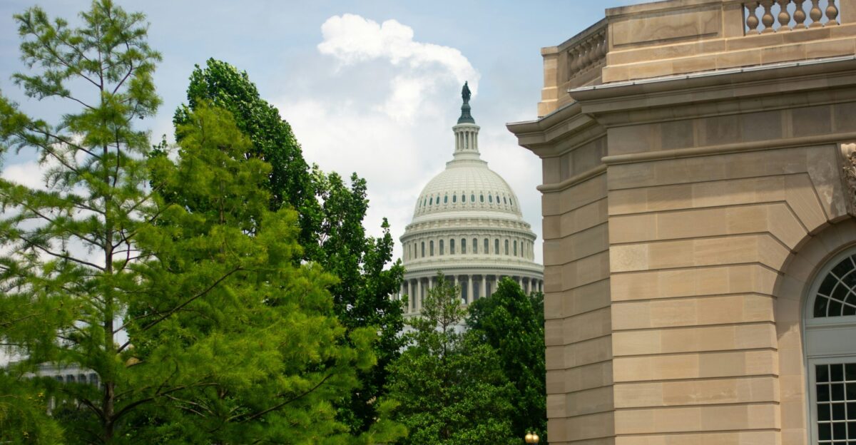 a view of the capitol building from across the street