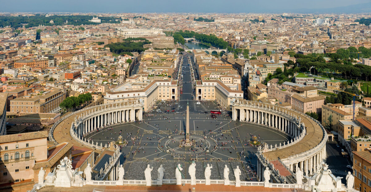 A 5x6 segment panoramic image taken by myself with a Canon 5D and 70-200mm f 2 8L lens from the dome of St Peter s in Vatican City in Rome