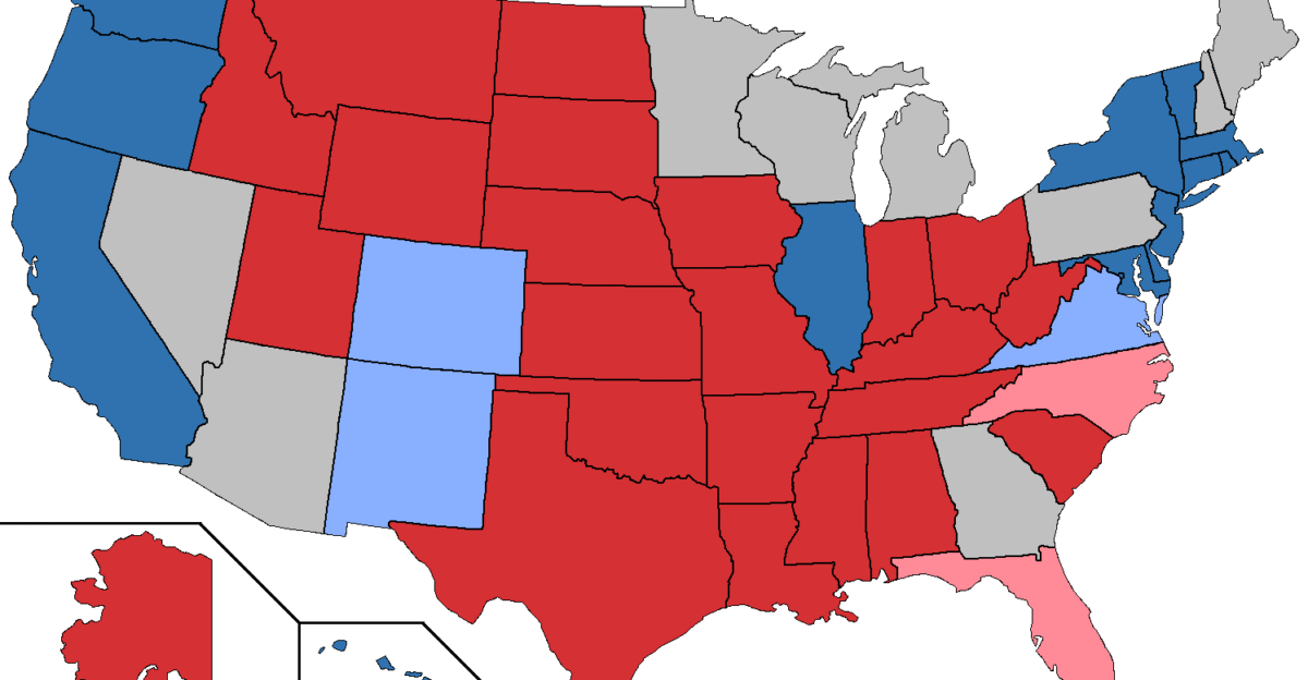 Map of the closest states in the 2020 United States presidential election Each grey-coloured state is also expected to be a key battleground state with hard-fought races in the upcoming 2024 election Map Legend States that finished within 5 points of the national average in 2020 States that voted between 5 and 10 points more Democratic than the nation as a whole States that voted between 5 and 10 points more Republican than the nation as a whole States that voted at least 10 points more Democratic than the nation States that voted at least 10 points more Republican than the nation