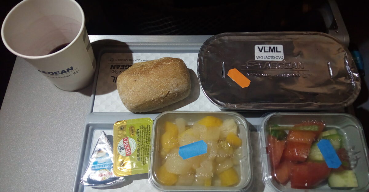 Aegean Air lacto-ovo vegetarian in-flight meal