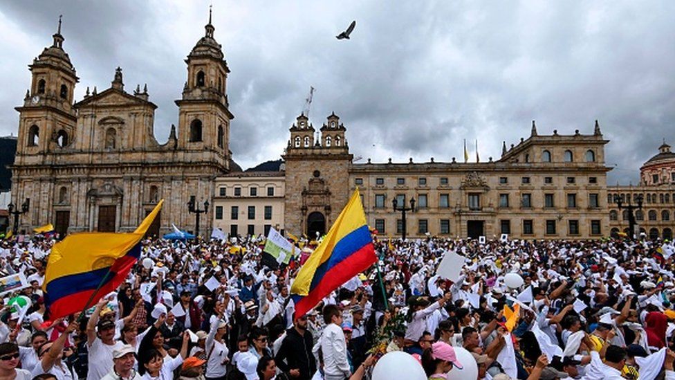 Colombia protest Thousands march for peace after cadet killings by Nico Gallego Torres