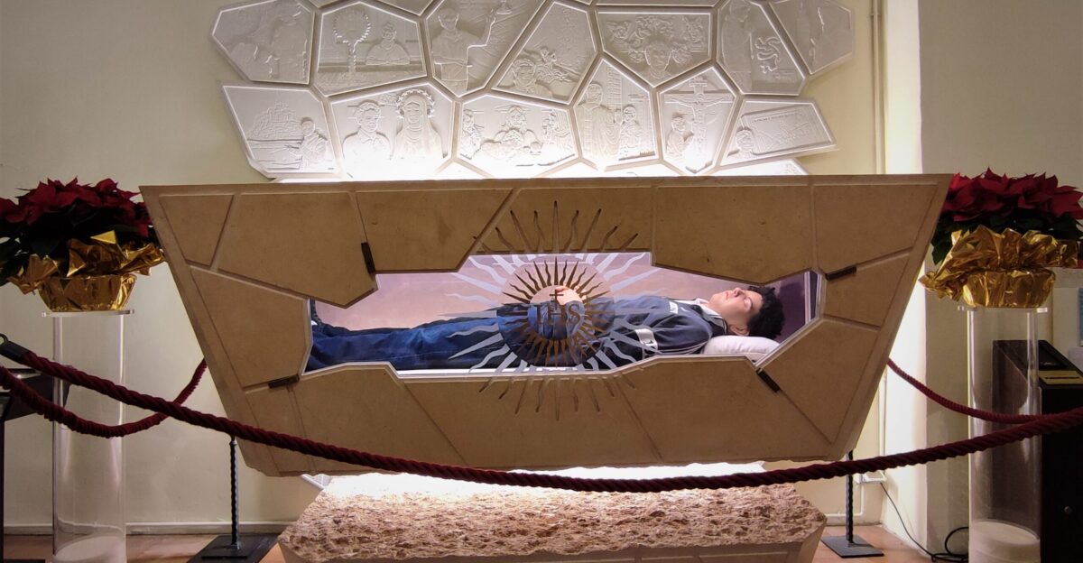 Blessed Carlo Acutis grave and kenotaph in the Santa Maria Maggiore Church in Assisi