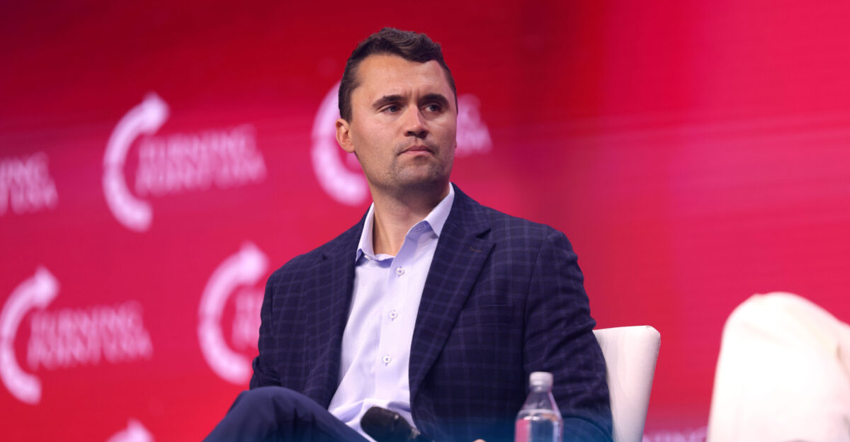 Charlie Kirk speaking with attendees at the 2025 Student Action Summit at the Tampa Convention Center in Tampa Florida