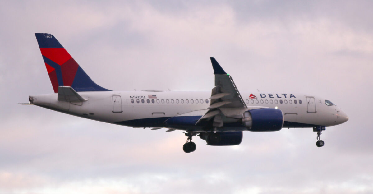 Delta Air Lines A220-100 N102DU arriving at Boston from New York JFK on 12 30 2022