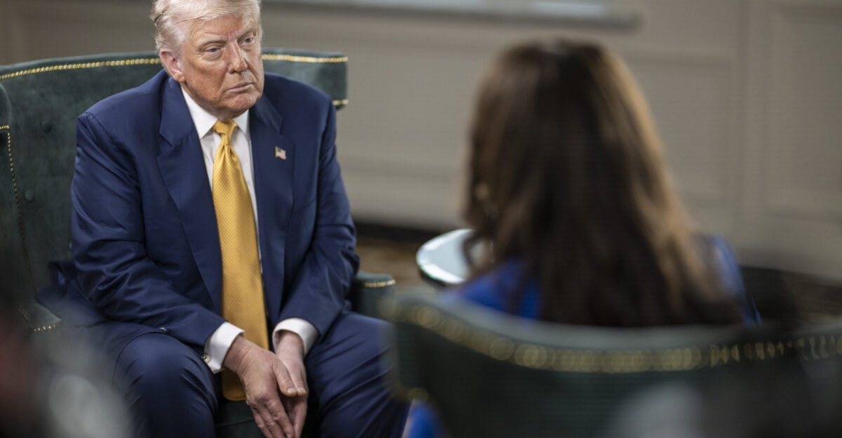 President Donald J Trump participates in an Interview with Miranda Devine from the New York Post at the Trump Turnberry golf course in Turnberry Scotland Friday July 27 2025 Official White House Photo by Daniel Torok