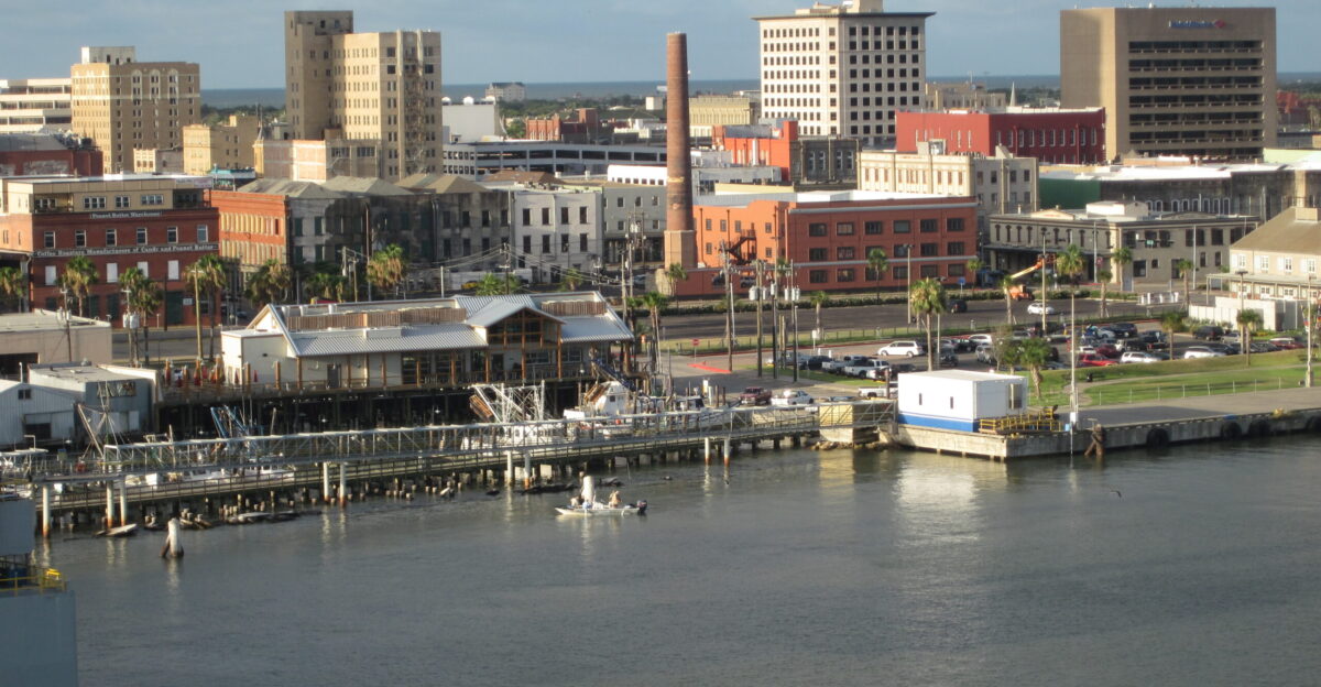 A view of the Galveston Texas skyline as taken from the Carnival Ecstasy facing the southeast