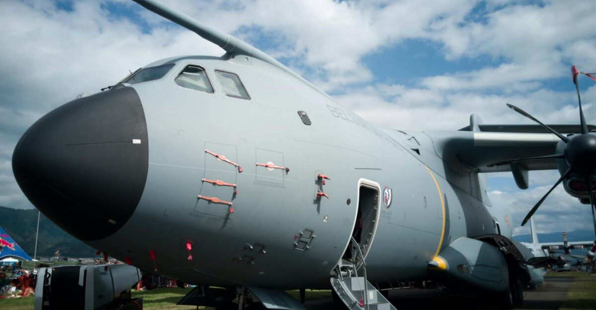 Close-up of military aircraft on display at Zeltweg airshow Austria