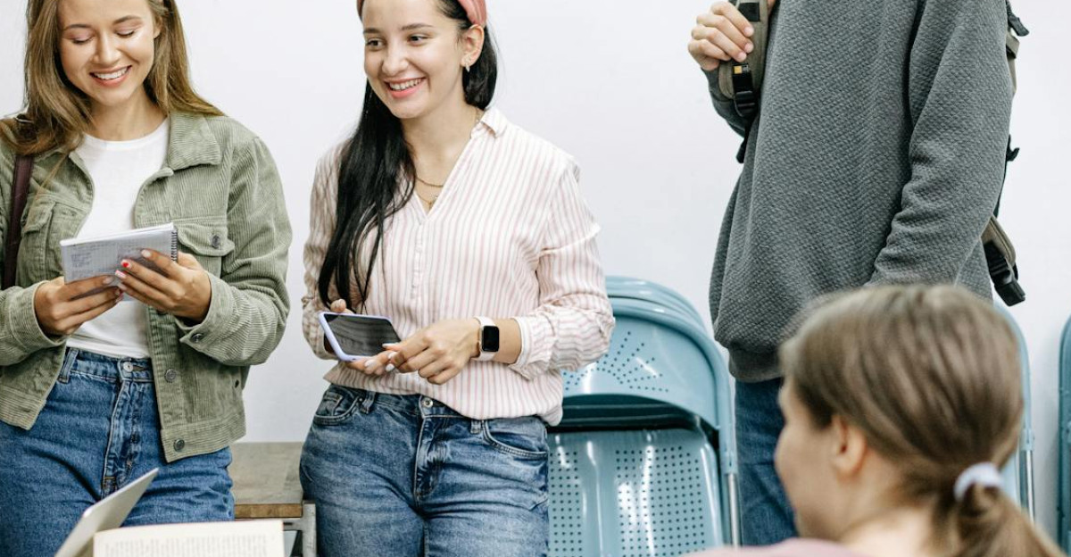 A diverse group of college students engaging in a lively study session indoors