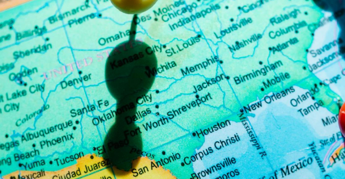 Detailed map of North America featuring pushpins highlighting regions in Mexico and the US