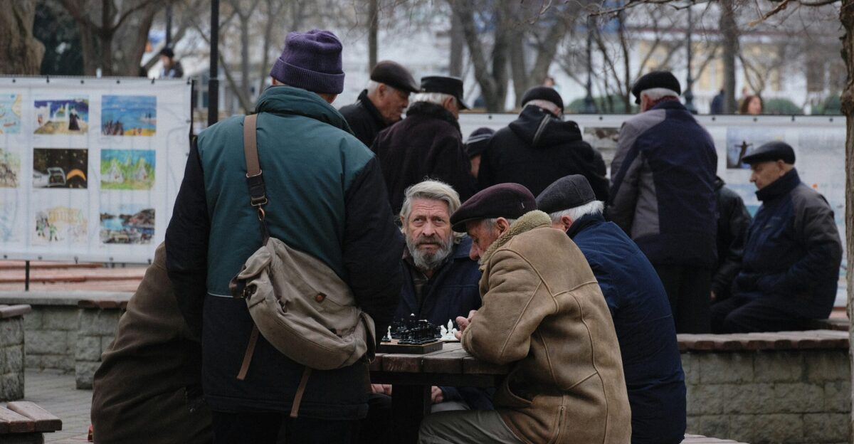 group of men sitting table