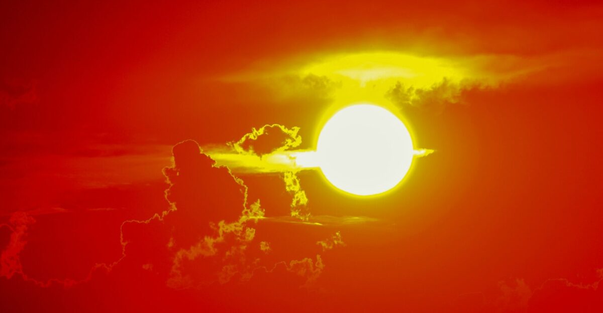 the sun is shining brightly in the sky