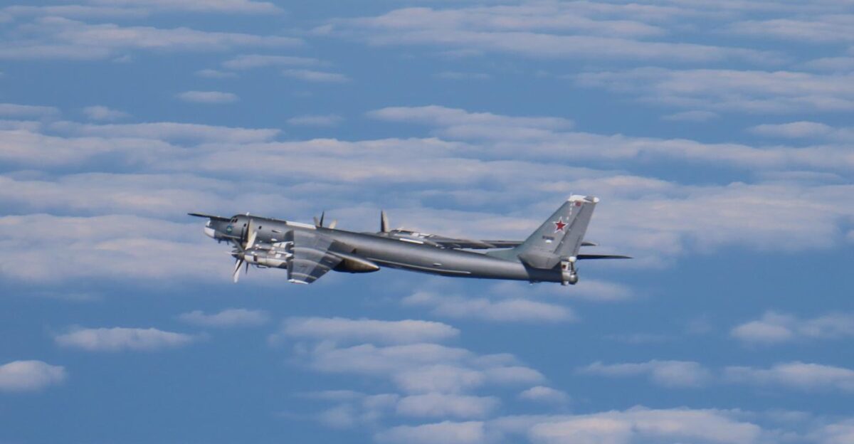 A Russian Tu-95 bomber flew from Sea of Japan to Miyako Strait The photo was taken by JASDF