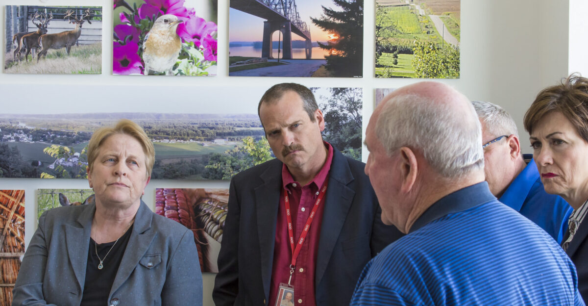 Agriculture Secretary Sonny Perdue is provided a tour of the Animal and Plant Health Inspection Service APHIS in Ames Iowa by Dr Beverly Schmitt L Director of the National Veterinary Services Laboratory May 5 2017 USDA photo by Preston Keres