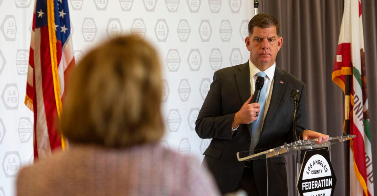 December 2021 Los Angeles California US Secretary of Labor Marty Walsh visit Laborers Local 300 Union Hall in Los Angeles California Armando Arorizo