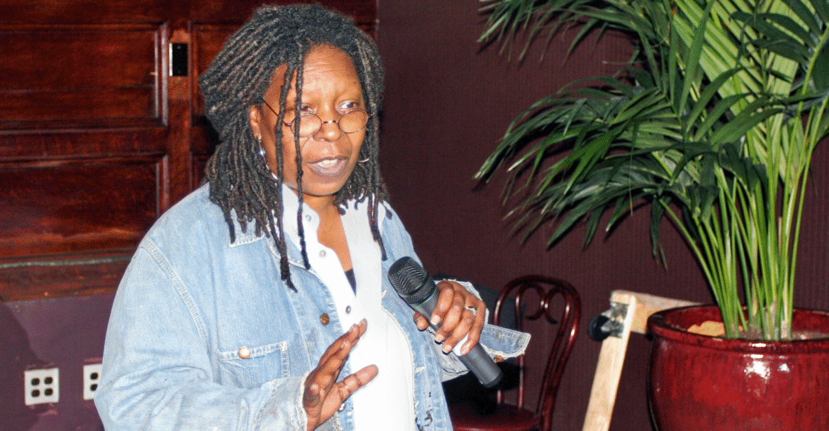 Whoopi Goldberg performs stand-up comedy at a charity benefit for Rainforest Action Network at Chris Noth s club The Plumm in New York City