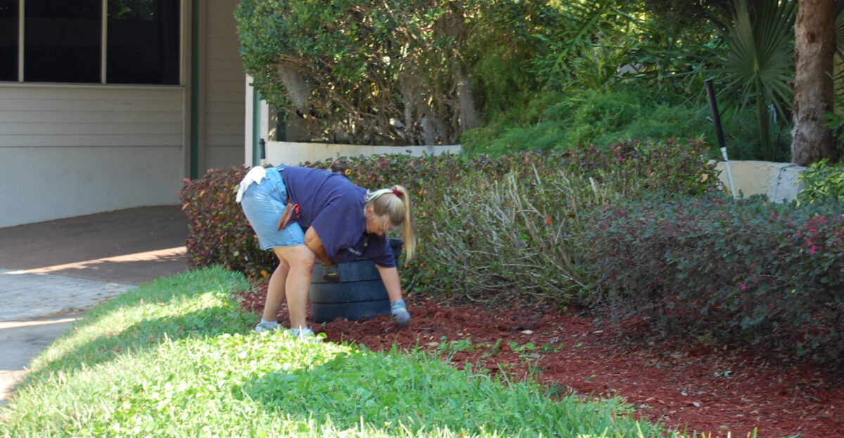 Workers continue to perfect the gardens and grounds