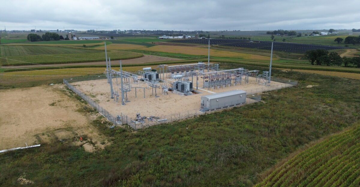 Substation connecting Badger Hollow Solar Farm to the high voltage transmission line
