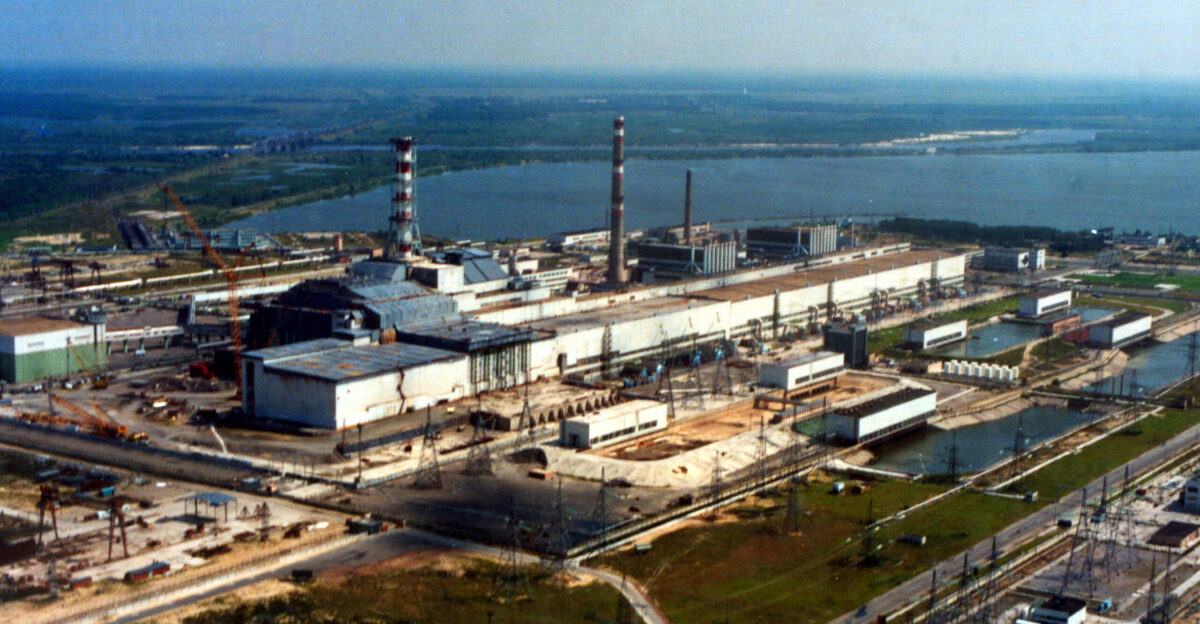 Aerial view Chernobyl nuclear power plant with sarcophagus Chernobyl Ukraine Photo Credit Vadim Mouchkin IAEA