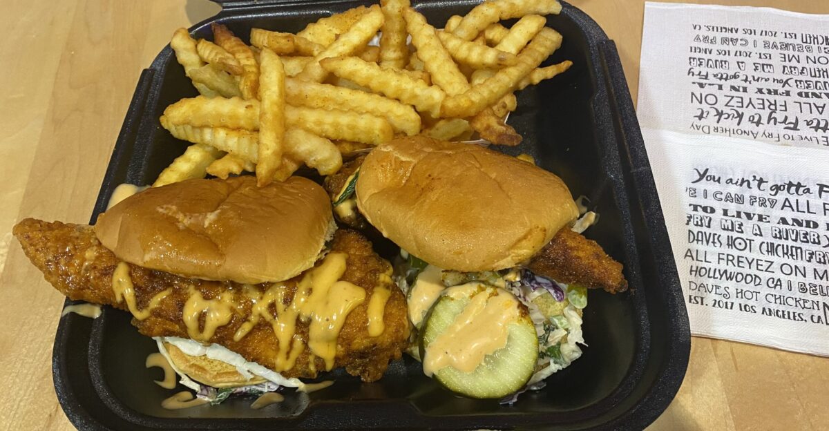 slider combo from a Dave s Hot Chicken location in Koreatown Los Angeles CA