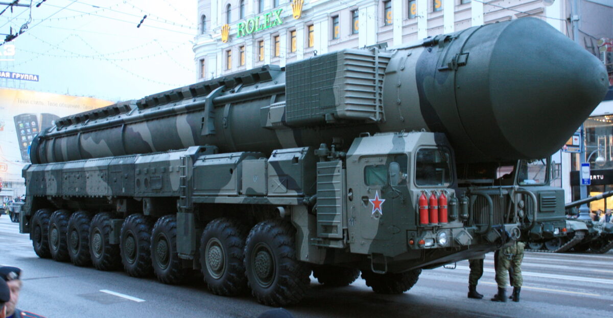 An army truck MZKT 79221 under missile Topol-M RT-2PM2