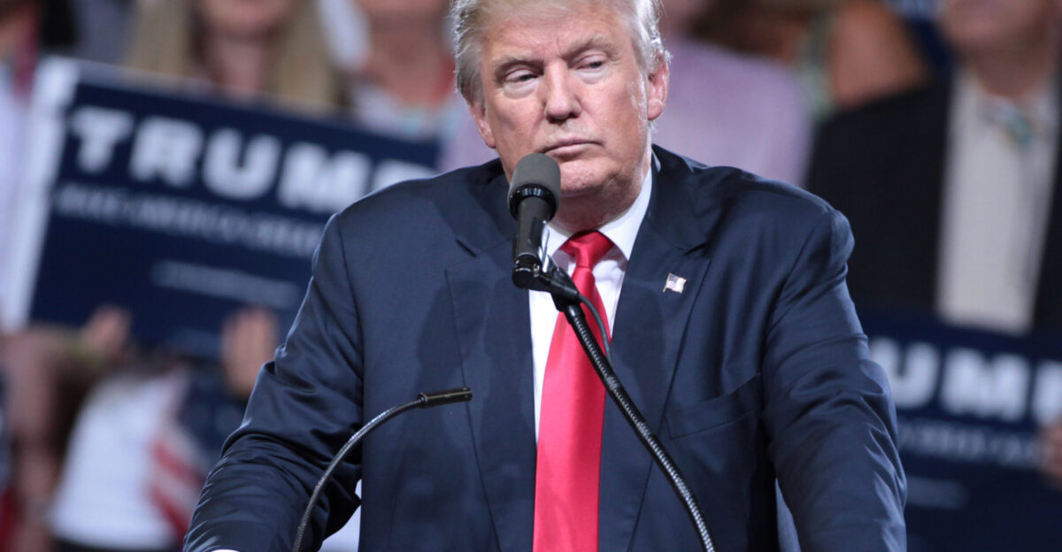 Donald Trump speaking with supporters at a campaign rally at Veterans Memorial Coliseum at the Arizona State Fairgrounds in Phoenix Arizona Please attribute to Gage Skidmore if used elsewhere