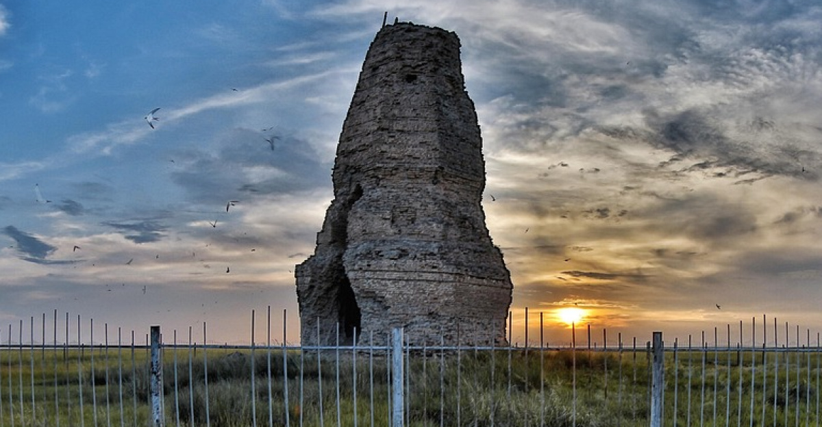 ruins, sunset, plains, kherlen bars ruins, about 1000 years ago, nature, a step, mongolia
