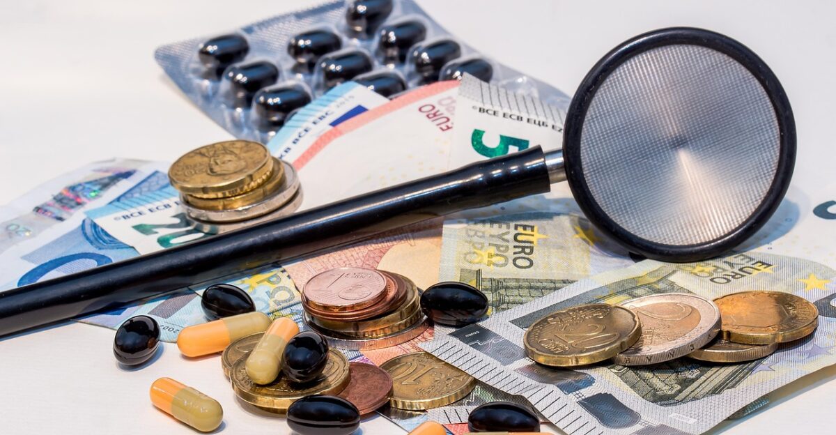 pills tablets stethoscope banknotes coin money euro health capsule medicine disease pharmacy healthcare money recover cost hospital expenses medical expenses