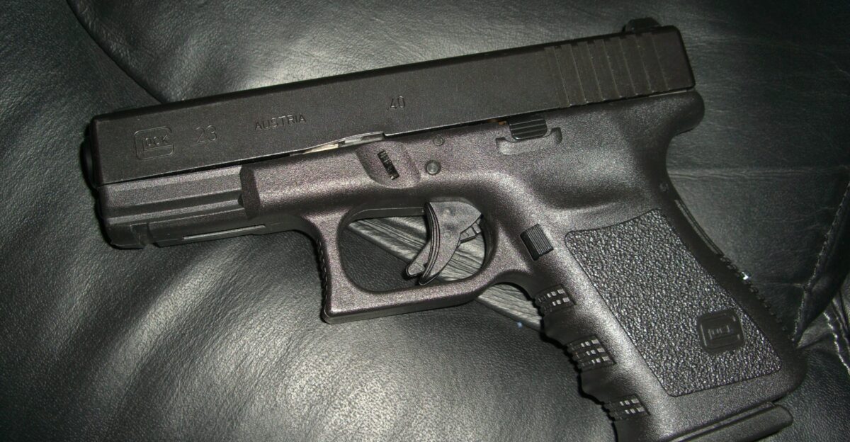 A third-generation Glock 23 handgun without external modifications