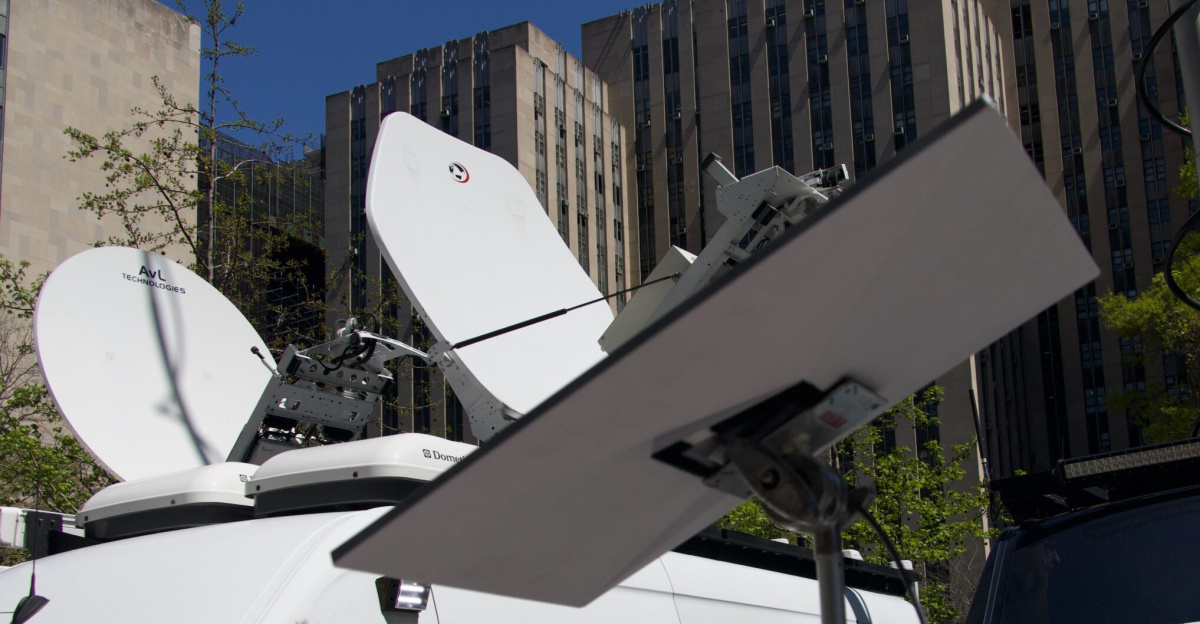 The proper trial started today, though it's a short day. The back of the Starlink satellite dish.