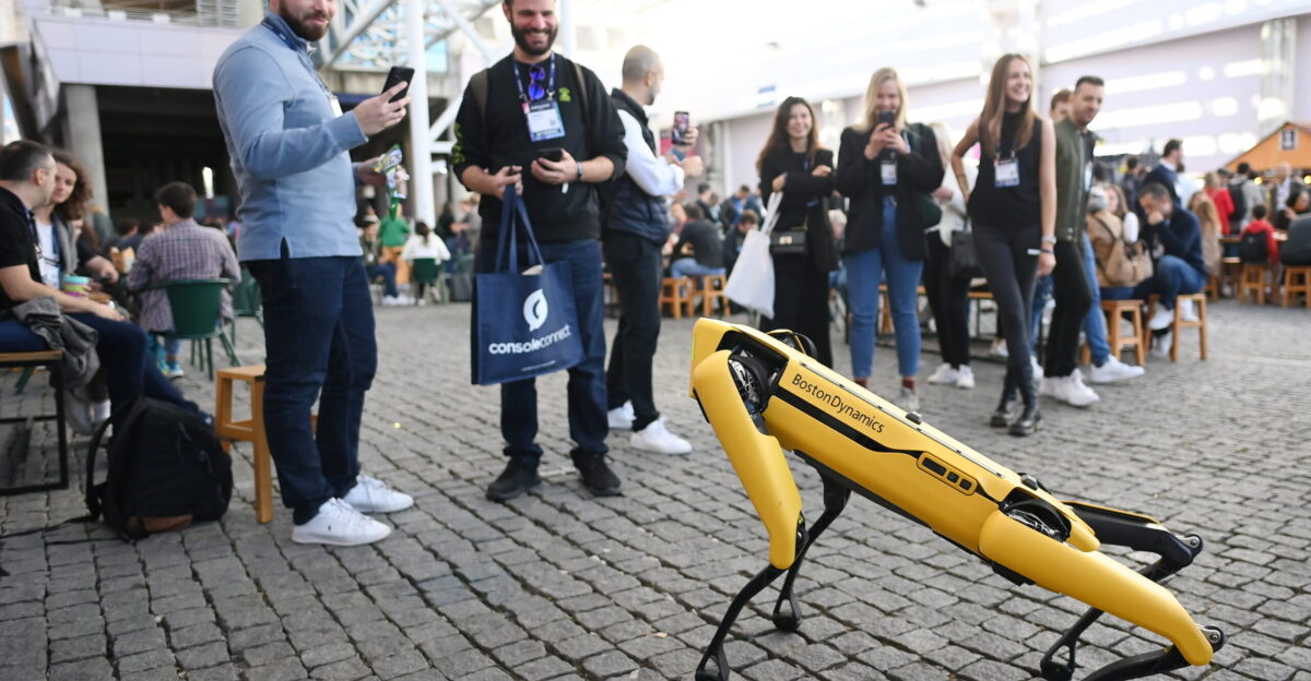 November 2022 Spot the Boston Dynamics robot at the Siemens Developer Lounge during day one of Web Summit 2022 at the Altice Arena in Lisbon Portugal Photo by Stephen McCarthy Web Summit via Sportsfile