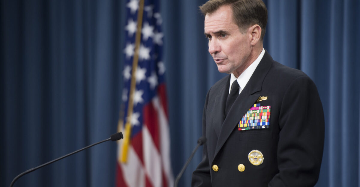 Pentagon Press Secretary Navy Rear Adm John Kirby briefs reporters at the Pentagon June 24 2014