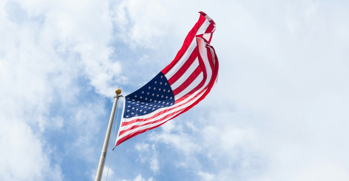 flag of USA with flag pole