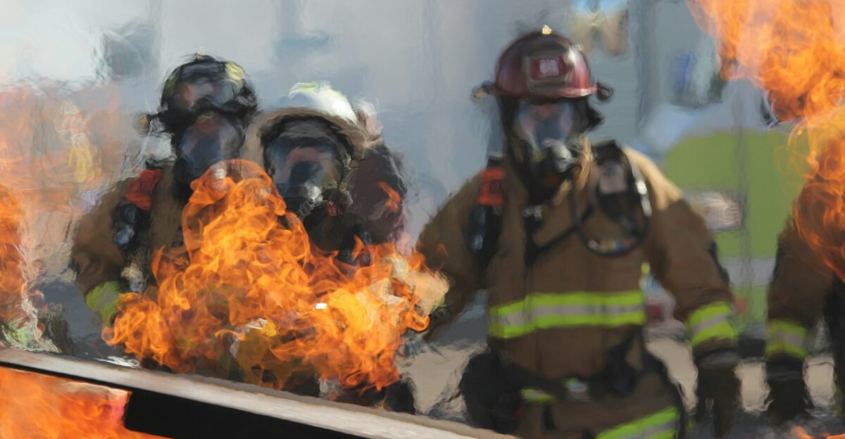 firefighters near fire