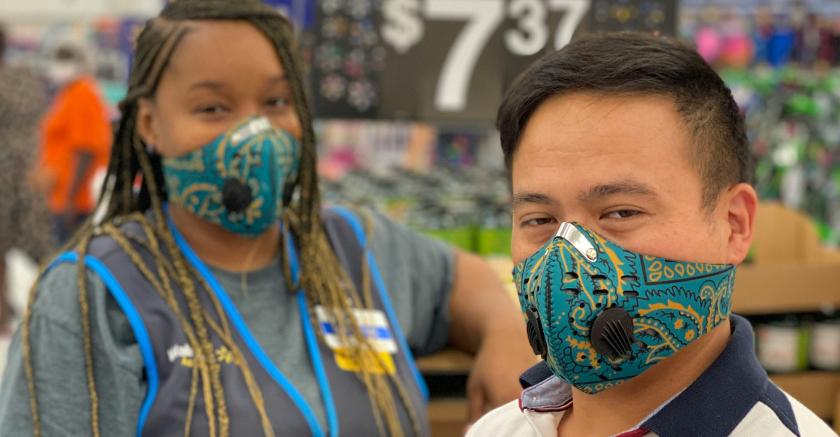 man in white shirt wearing mask