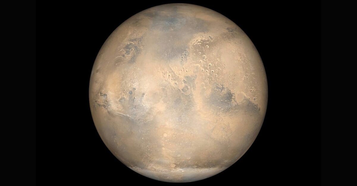 Mars on a black background