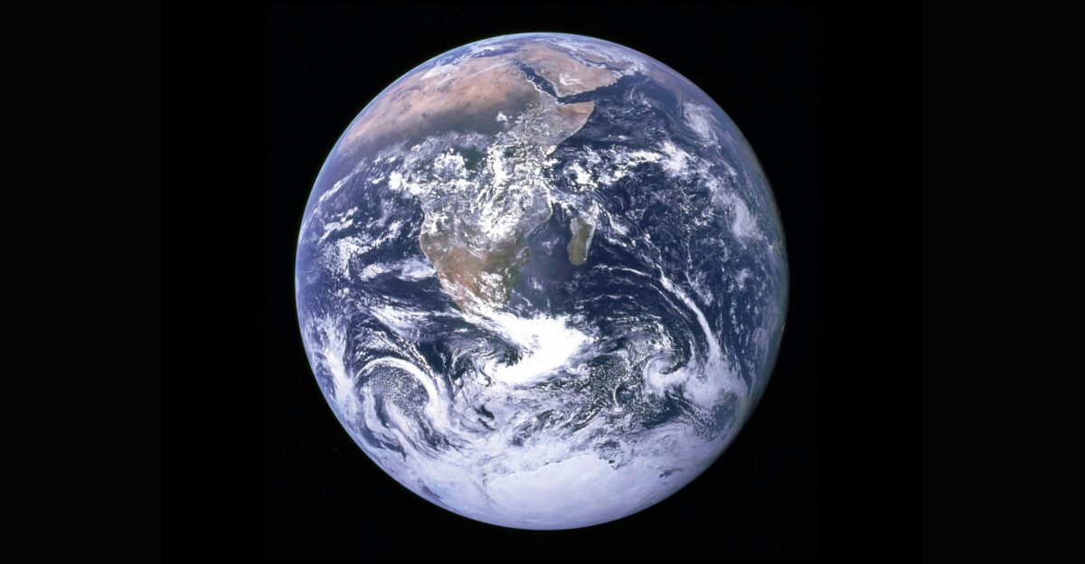 Earth with clouds above the African continent