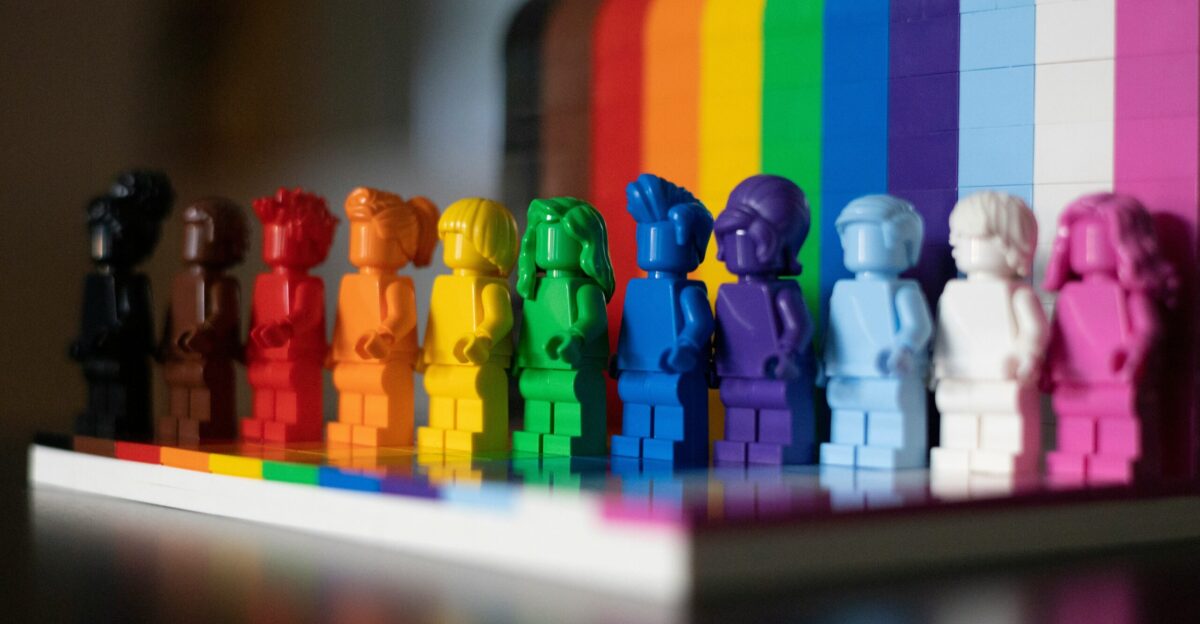 green yellow and purple lego blocks