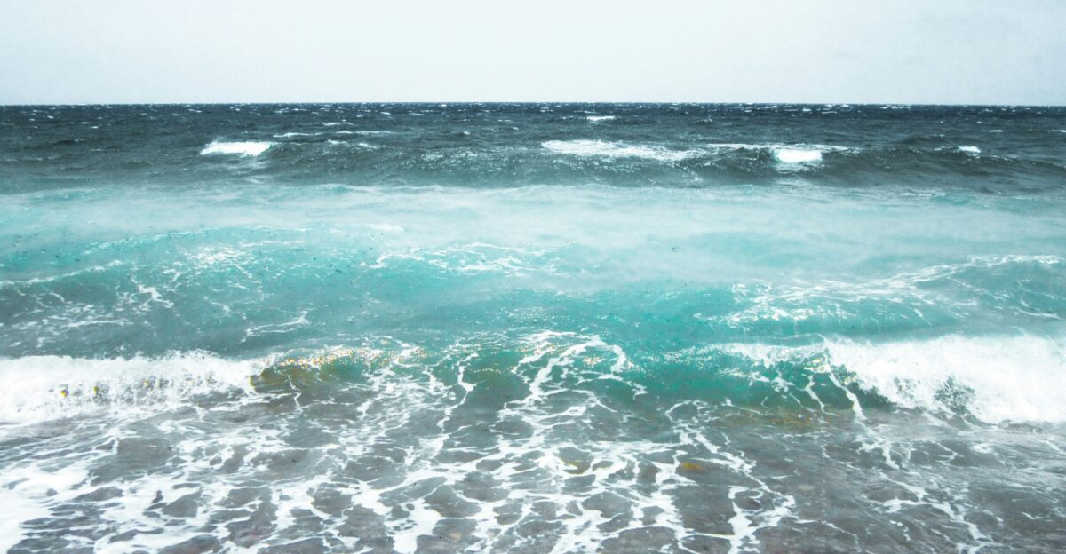 a view of the ocean from the shore
