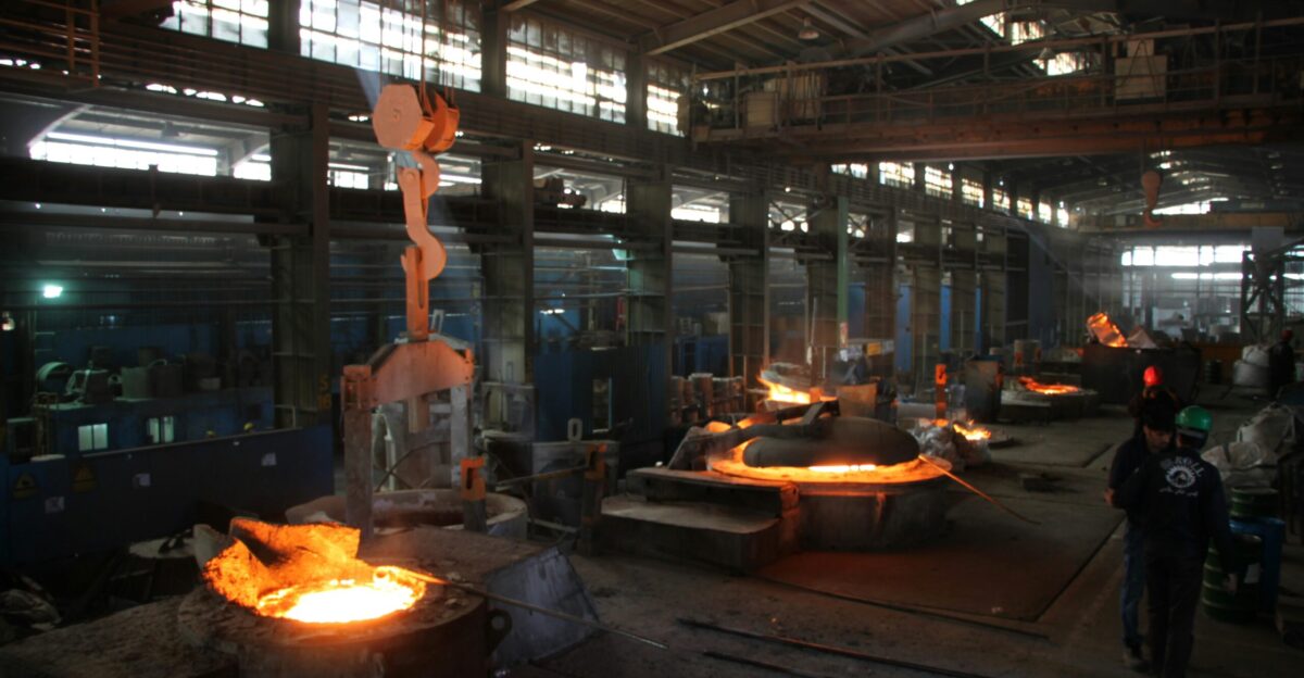 a factory with a lot of steel being made