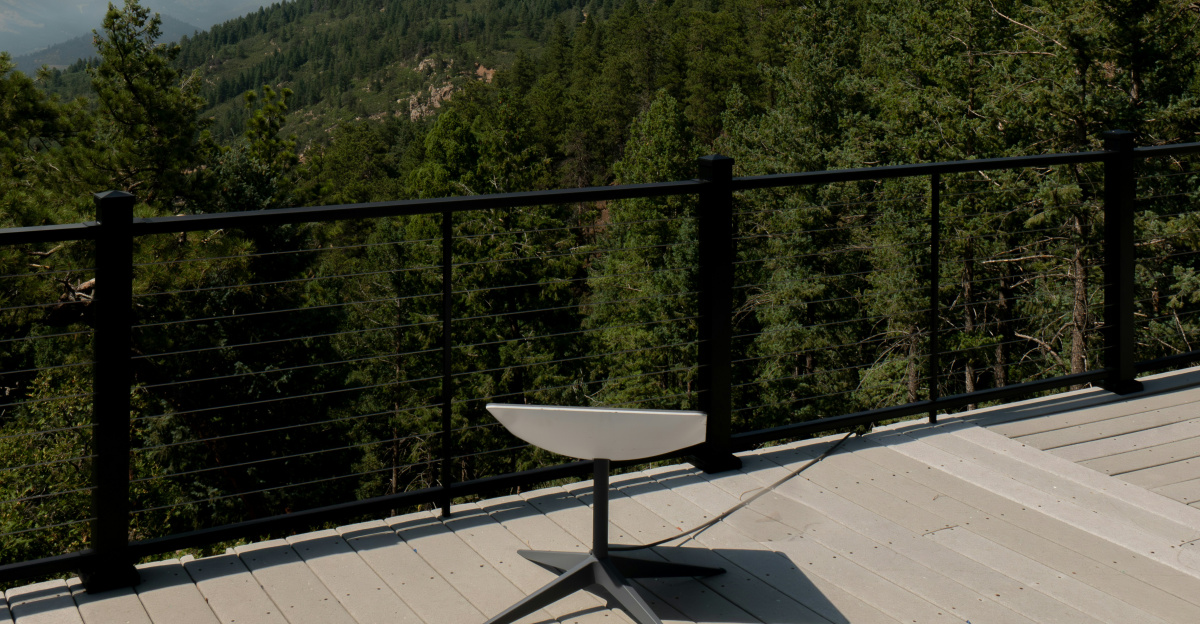 A chair sitting on top of a wooden deck