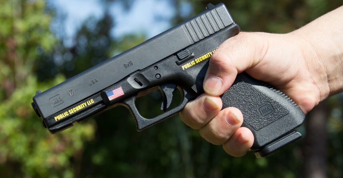 A Glock 17 9mm pistol used by Public Security LLC This private security and investigation firm uses the Glock for their armed private security and executive protection services